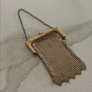Whiting & Davis antique vintage gold mesh purse